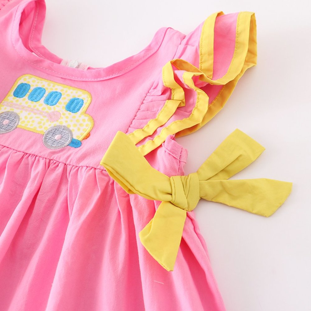 Boutique School Bus Girls Back to School Ruffle Dress - Picture 2 of 6